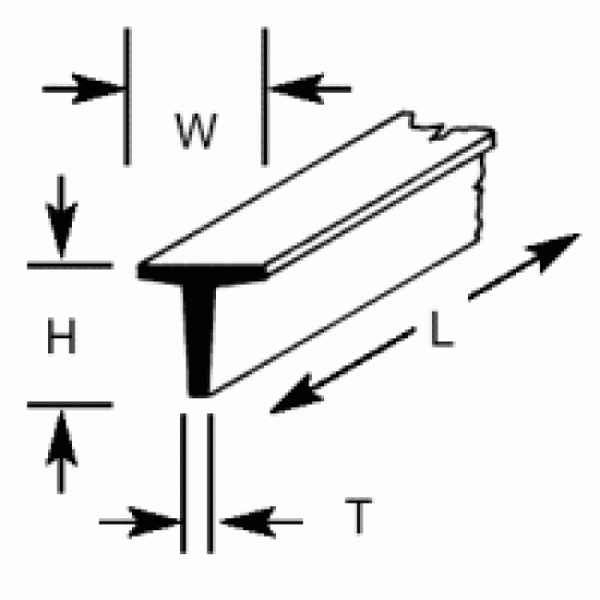 Plastruct TFS3 (8) Tee 2.4 x 2.4 x 375mm