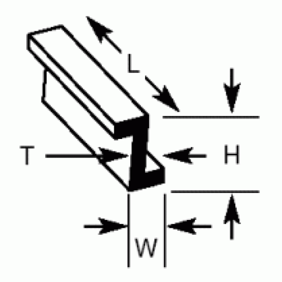 Plastruct ZFS8 (5) Z-Bar 3.7mm x 6.4mm x 600mm